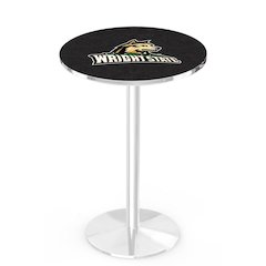 L214 Wright State University 36" Tall - 36" Top Pub Table with Chrome Finish