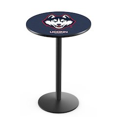 L214 University of Connecticut 36' Tall - 36' Top Pub Table w/ Black Wrinkle Finish