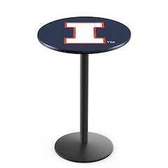 L214 University of Illinois 36" Tall - 36" Top Pub Table with Black Wrinkle Finish