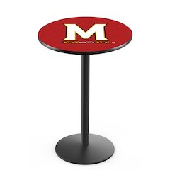L214 University of Maryland 36" Tall - 36" Top Pub Table with Black Wrinkle Finish