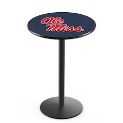L214 University of Mississippi 36' Tall - 36' Top Pub Table w/ Black Wrinkle Finish