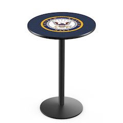 L214 United States Navy 36' Tall - 36' Top Pub Table w/ Black Wrinkle Finish