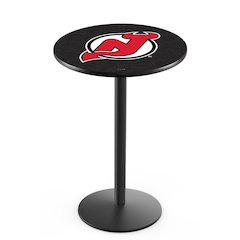 L214 New Jersey Devils 36" Tall - 36" Top Pub Table with Black Wrinkle Finish (7450)