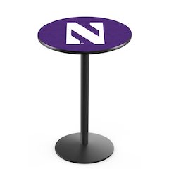 L214 Northwestern University 36" Tall - 36" Top Pub Table with Black Wrinkle Finish