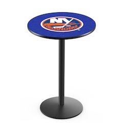 L214 New York Islanders 36" Tall - 36" Top Pub Table with Black Wrinkle Finish (7535)