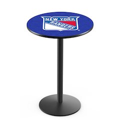 L214 New York Rangers 36' Tall - 36' Top Pub Table w/ Black Wrinkle Finish (7542)