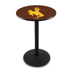 L214 University of Wyoming 36" Tall - 36" Top Pub Table with Black Wrinkle Finish