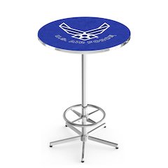 L216 United States Air Force 42' Tall - 36' Top Pub Table w/ Chrome Finish