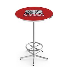 L216 University of Alabama (Elephant)  42' Tall - 36' Top Pub Table w/ Chrome Finish