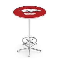 L216 University of Arkansas 42" Tall - 36" Top Pub Table with Chrome Finish