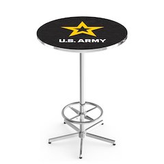 L216 United States Army 42" Tall - 36" Top Pub Table with Chrome Finish