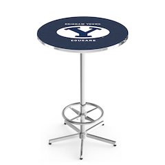 L216 Brigham Young University 42" Tall - 36" Top Pub Table with Chrome Finish