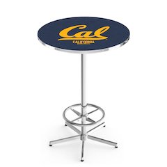 L216 University of California 42" Tall - 36" Top Pub Table with Chrome Finish