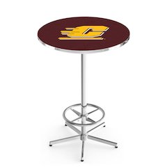 L216 Central Michigan University 42" Tall - 36" Top Pub Table with Chrome Finish