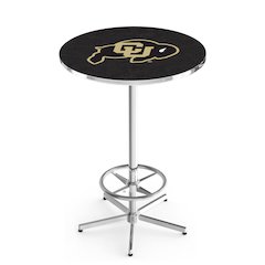 L216 University of Colorado 42" Tall - 36" Top Pub Table with Chrome Finish