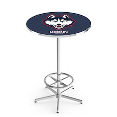 L216 University of Connecticut 42' Tall - 36' Top Pub Table w/ Chrome Finish