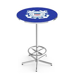 L216 United States Coast Guard 42' Tall - 36' Top Pub Table w/ Chrome Finish