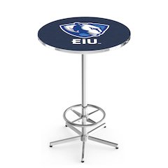L216 Eastern Illinois University 42' Tall - 36' Top Pub Table w/ Chrome Finish
