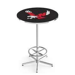 L216 Eastern Washington University 42" Tall - 36" Top Pub Table with Chrome Finish