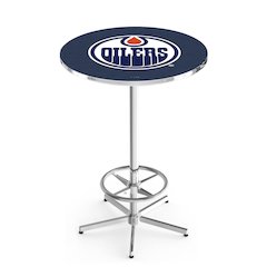 L216 Edmonton Oilers 42" Tall - 36" Top Pub Table with Chrome Finish (5943)