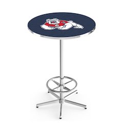 L216 Fresno State University 42" Tall - 36" Top Pub Table with Chrome Finish
