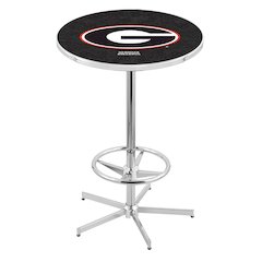 L216 University of Georgia (G)  42" Tall - 36" Top Pub Table with Chrome Finish