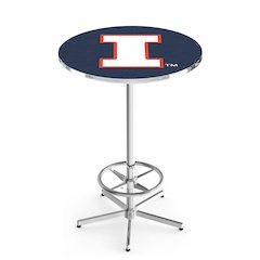 L216 University of Illinois 42" Tall - 36" Top Pub Table with Chrome Finish