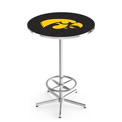 L216 University of Iowa 42" Tall - 36" Top Pub Table with Chrome Finish