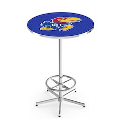 L216 University of Kansas 42" Tall - 36" Top Pub Table with Chrome Finish