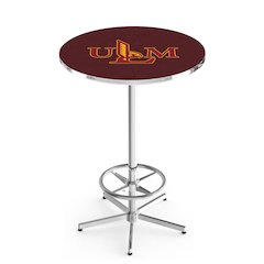 L216 University of Louisiana at Monroe 42' Tall - 36' Top Pub Table w/ Chrome Finish