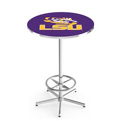 L216 Louisiana State University 42" Tall - 36" Top Pub Table with Chrome Finish