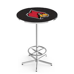 L216 University of Louisville 42' Tall - 36' Top Pub Table w/ Chrome Finish
