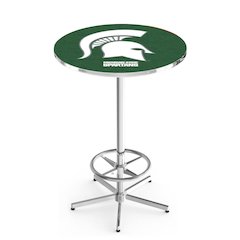 L216 Michigan State University 42" Tall - 36" Top Pub Table with Chrome Finish