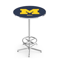 L216 University of Michigan 42' Tall - 36' Top Pub Table w/ Chrome Finish