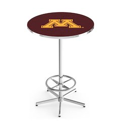 L216 University of Minnesota 42" Tall - 36" Top Pub Table with Chrome Finish