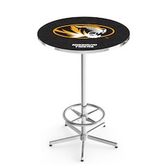 L216 University of Missouri 42" Tall - 36" Top Pub Table with Chrome Finish