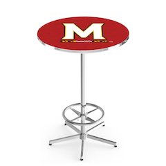 L216 University of Maryland 42" Tall - 36" Top Pub Table with Chrome Finish