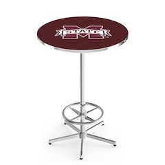L216 Mississippi State University 42" Tall - 36" Top Pub Table with Chrome Finish