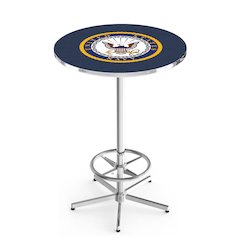 L216 United States Navy 42' Tall - 36' Top Pub Table w/ Chrome Finish