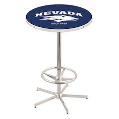 L216 University of Nevada 42' Tall - 36' Top Pub Table w/ Chrome Finish