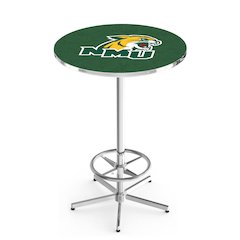 L216 Northern Michigan University 42' Tall - 36' Top Pub Table w/ Chrome Finish