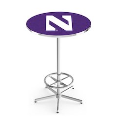 L216 Northwestern University 42" Tall - 36" Top Pub Table with Chrome Finish