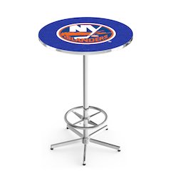 L216 New York Islanders 42" Tall - 36" Top Pub Table with Chrome Finish (6643)