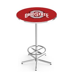 L216 Ohio State University 42' Tall - 36' Top Pub Table w/ Chrome Finish