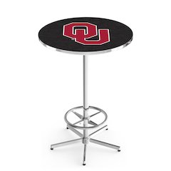 L216 Oklahoma University 42" Tall - 36" Top Pub Table with Chrome Finish