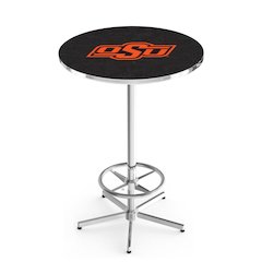 L216 Oklahoma State University 42' Tall - 36' Top Pub Table w/ Chrome Finish