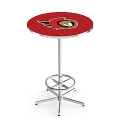 L216 Ottawa Senators 42" Tall - 36" Top Pub Table with Chrome Finish (6704)