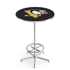 L216 Pittsburgh Penguins 42" Tall - 36" Top Pub Table with Chrome Finish (6742)