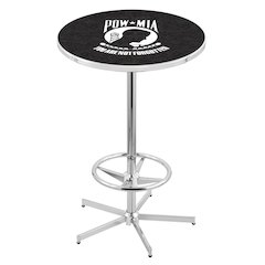 L216 POW/MIA 42" Tall - 36" Top Pub Table with Chrome Finish