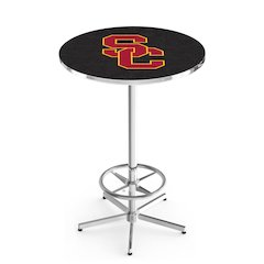 L216 University of Southern California 42" Tall - 36" Top Pub Table with Chrome Finish